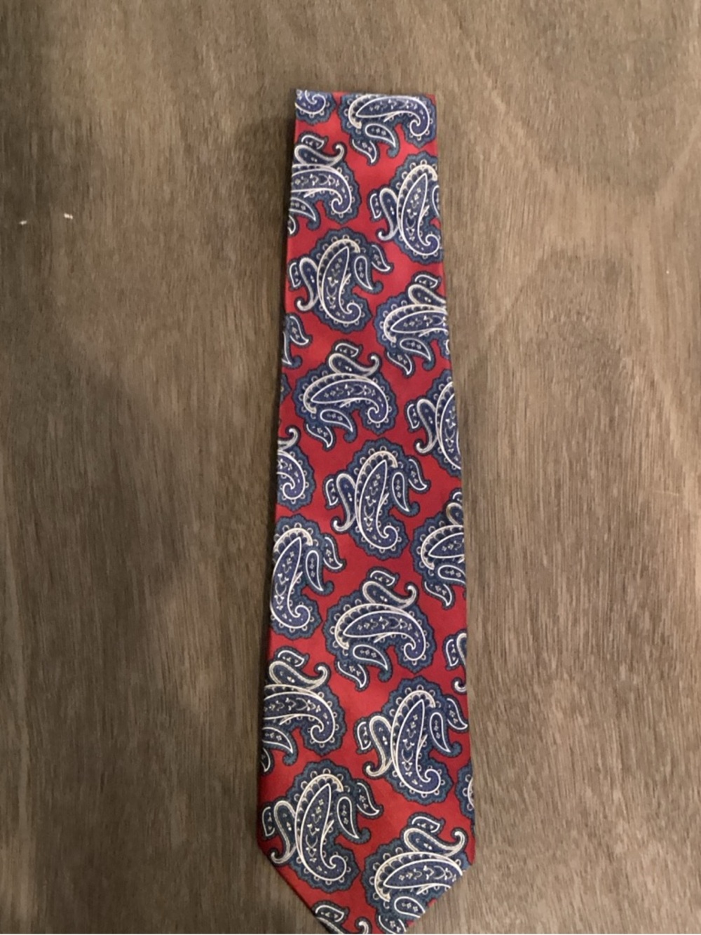 Luca Franzini 100% Silk Red Paisley Men's Tie with Navy Accents Made In Italy